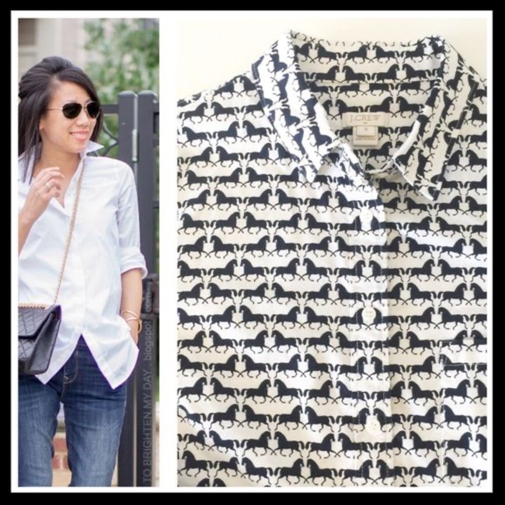 J Crew Horses Equestrian Button Up